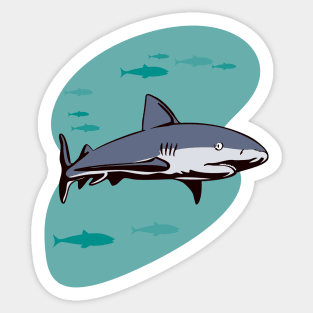 Grey Reef Shark Side View Retro Sticker